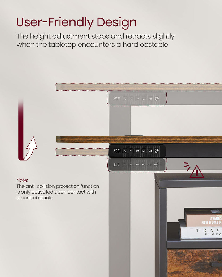 Electric Standing Desk – Steel and Particle Board – Modern Gray – Height Adjustable
