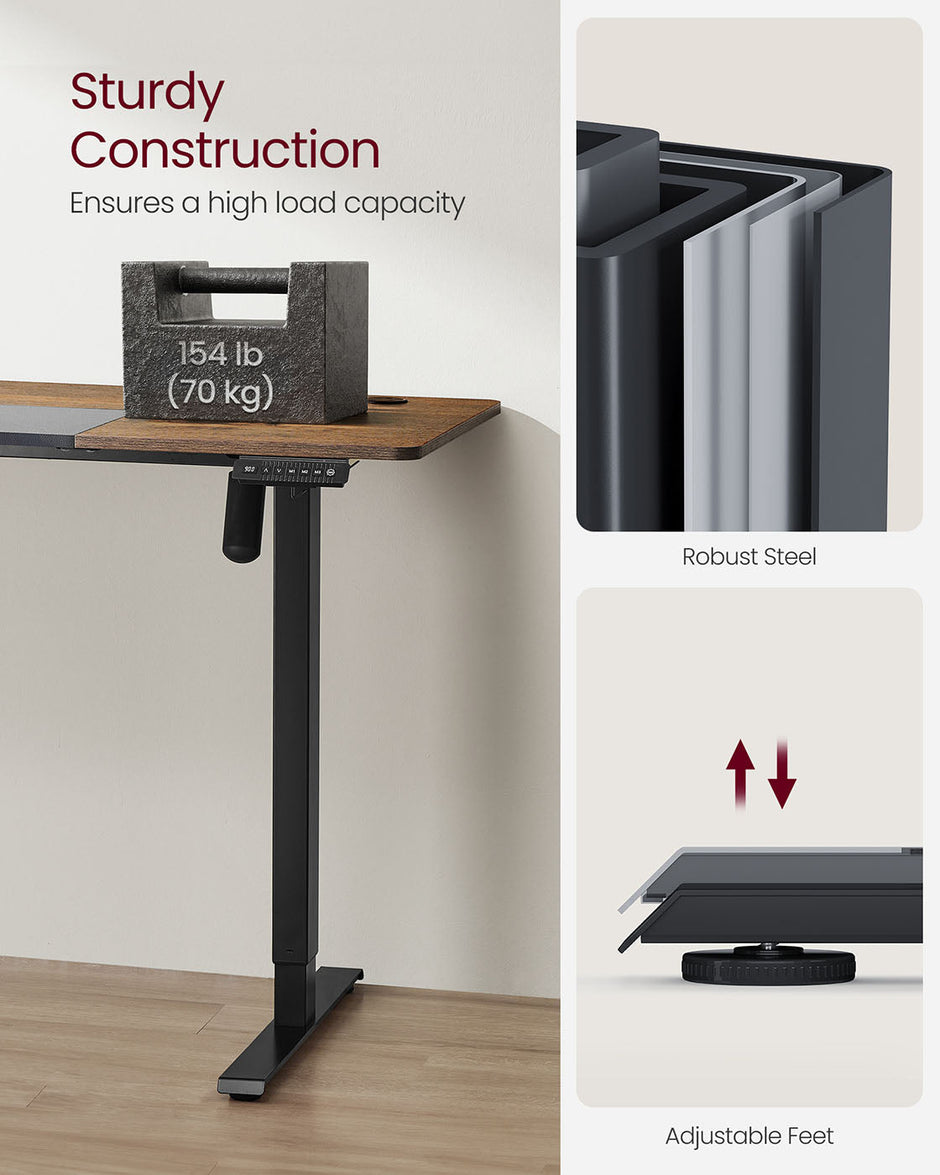 Electric Standing Desk – Steel and Particle Board – Modern Gray – Height Adjustable
