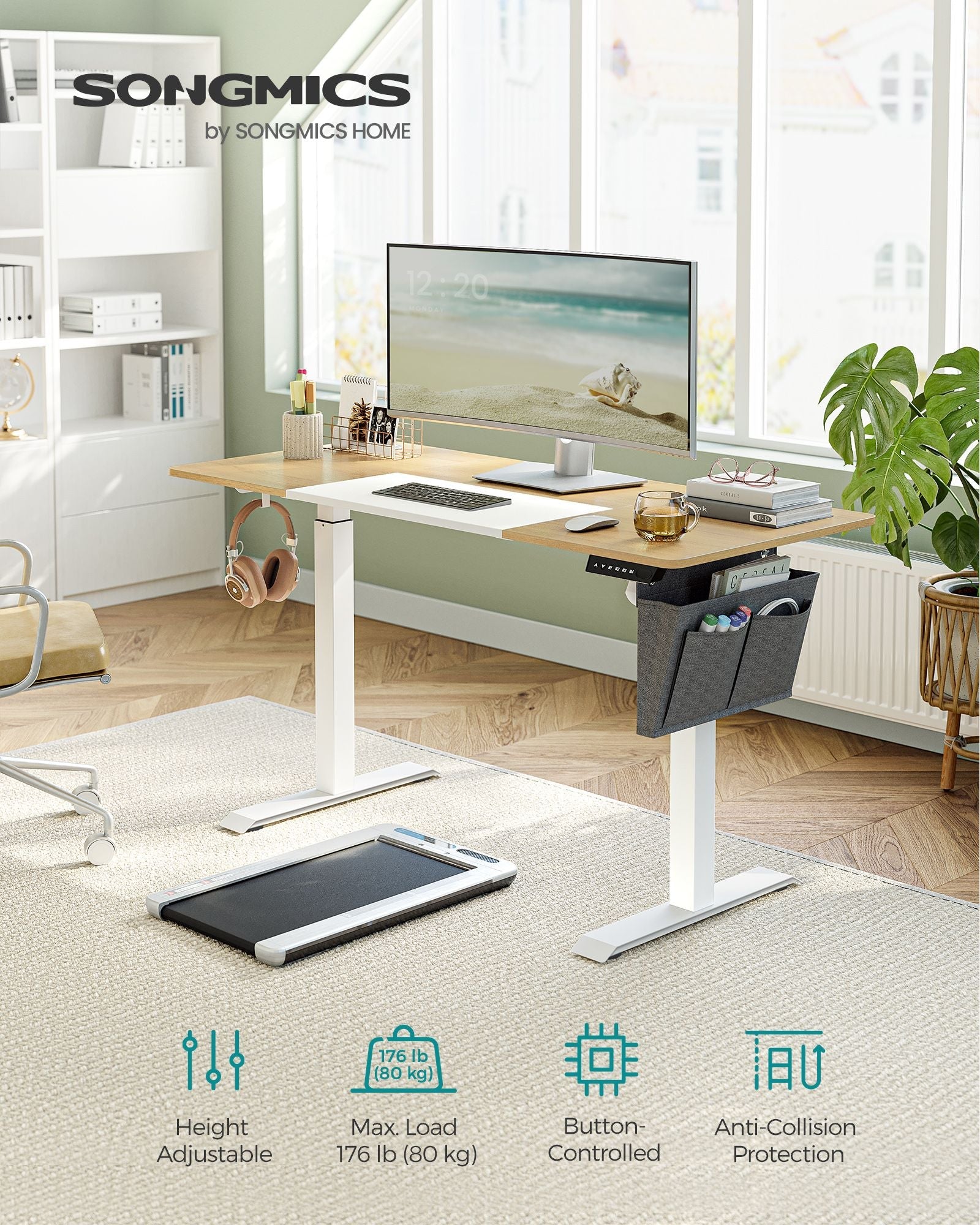 Height Adjustable Desk – Electric – Natural Oak – 4 Memory Height Settings