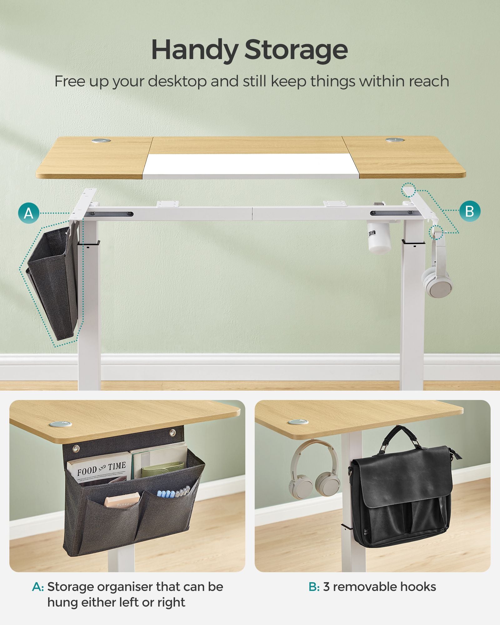 Height Adjustable Desk – Electric – Natural Oak – 4 Memory Height Settings