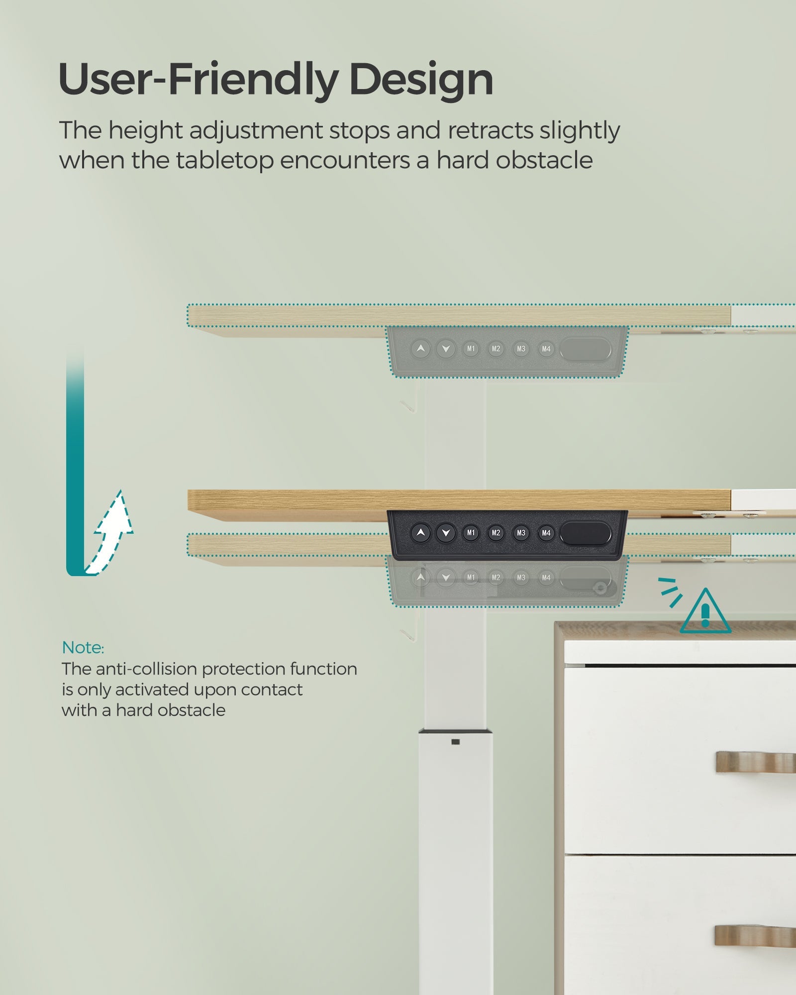 Height Adjustable Desk – Electric – Natural Oak – 4 Memory Height Settings