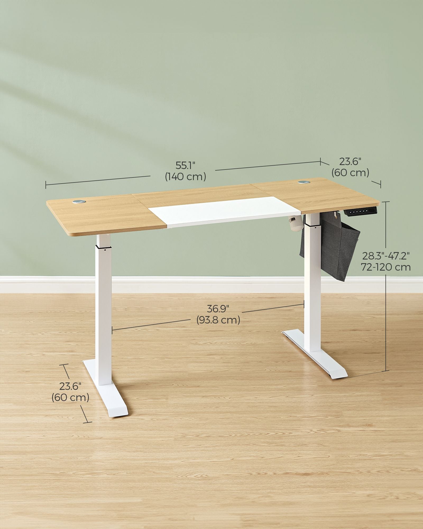 Height Adjustable Desk – Electric – Natural Oak – 4 Memory Height Settings
