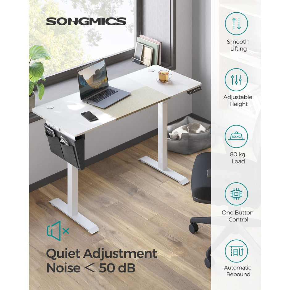 Height Adjustable Desk – Wood – White and Black – Electric