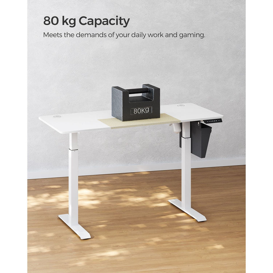 Height Adjustable Desk – Wood – White and Black – Electric