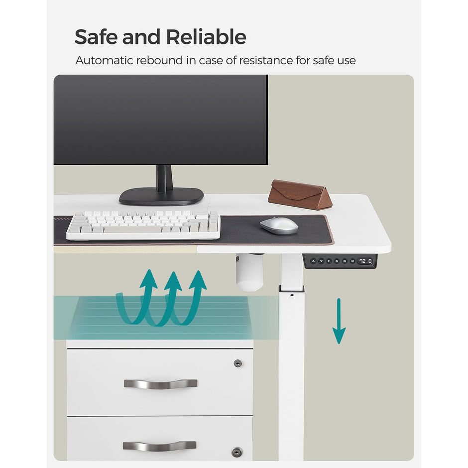 Height Adjustable Desk – Wood – White and Black – Electric