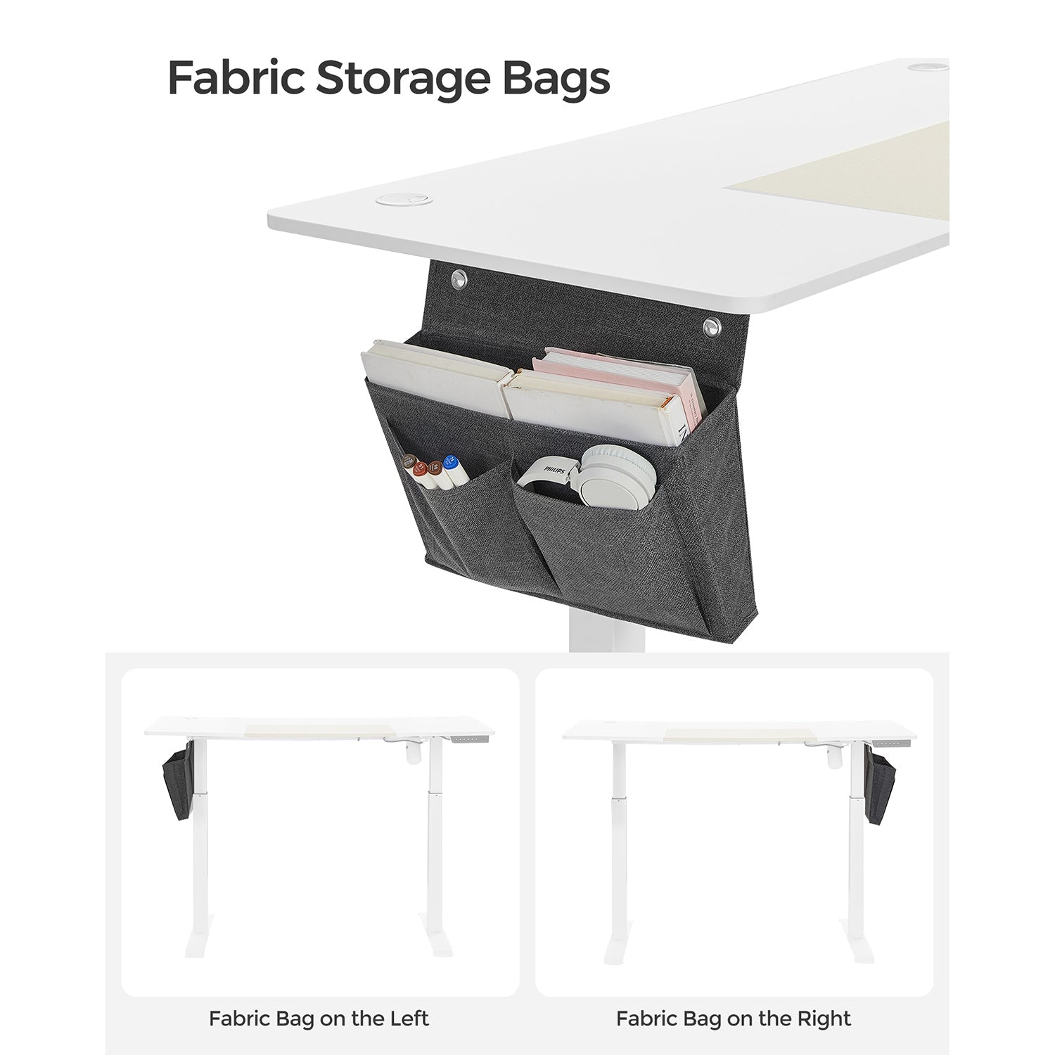Height Adjustable Desk – Wood – White and Black – Electric