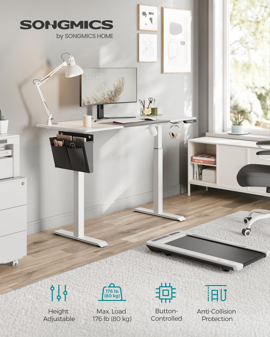 Height Adjustable Electric Desk – Engineered Wood – Cloud White – 4 Programmable Heights