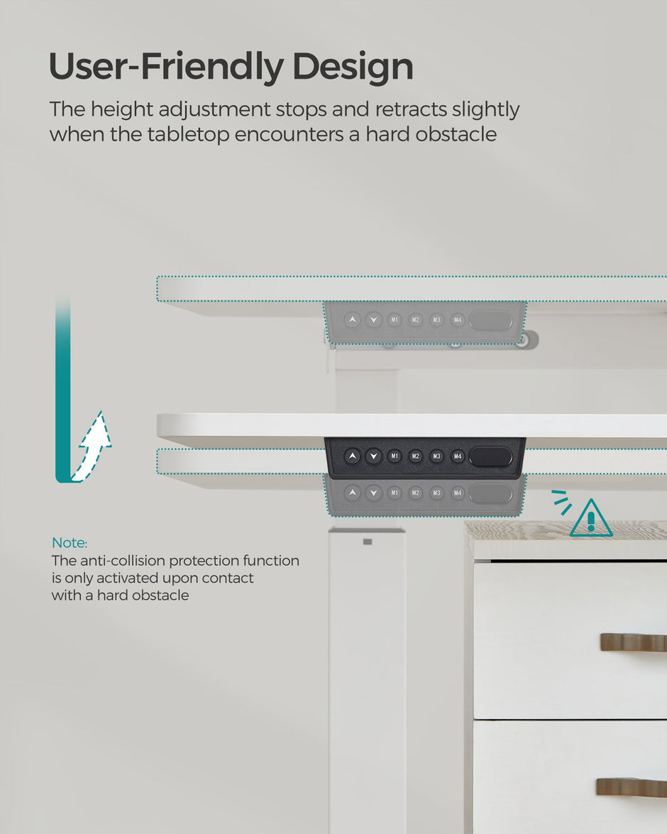 Height Adjustable Electric Desk – Engineered Wood – Cloud White – 4 Programmable Heights