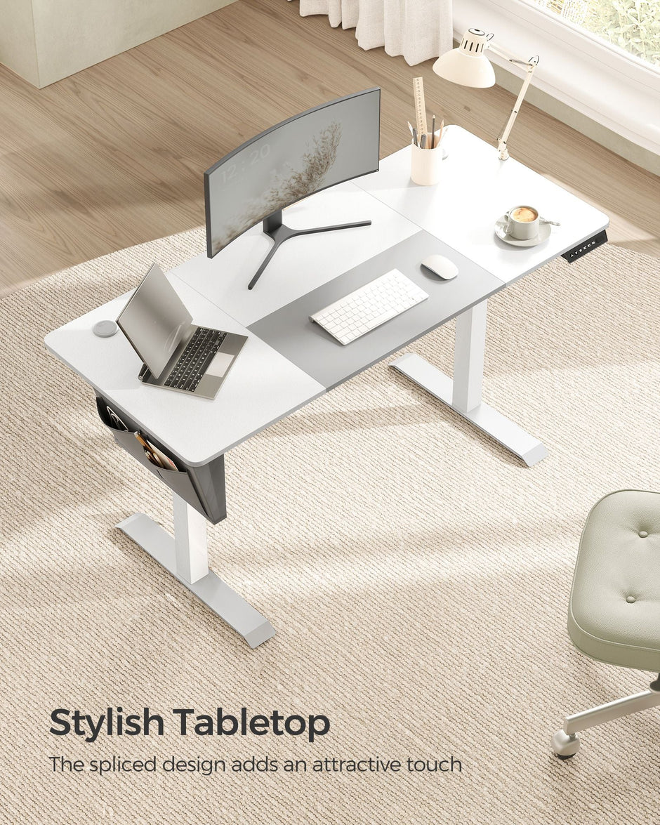 Height Adjustable Electric Desk – Engineered Wood – Cloud White – 4 Programmable Heights