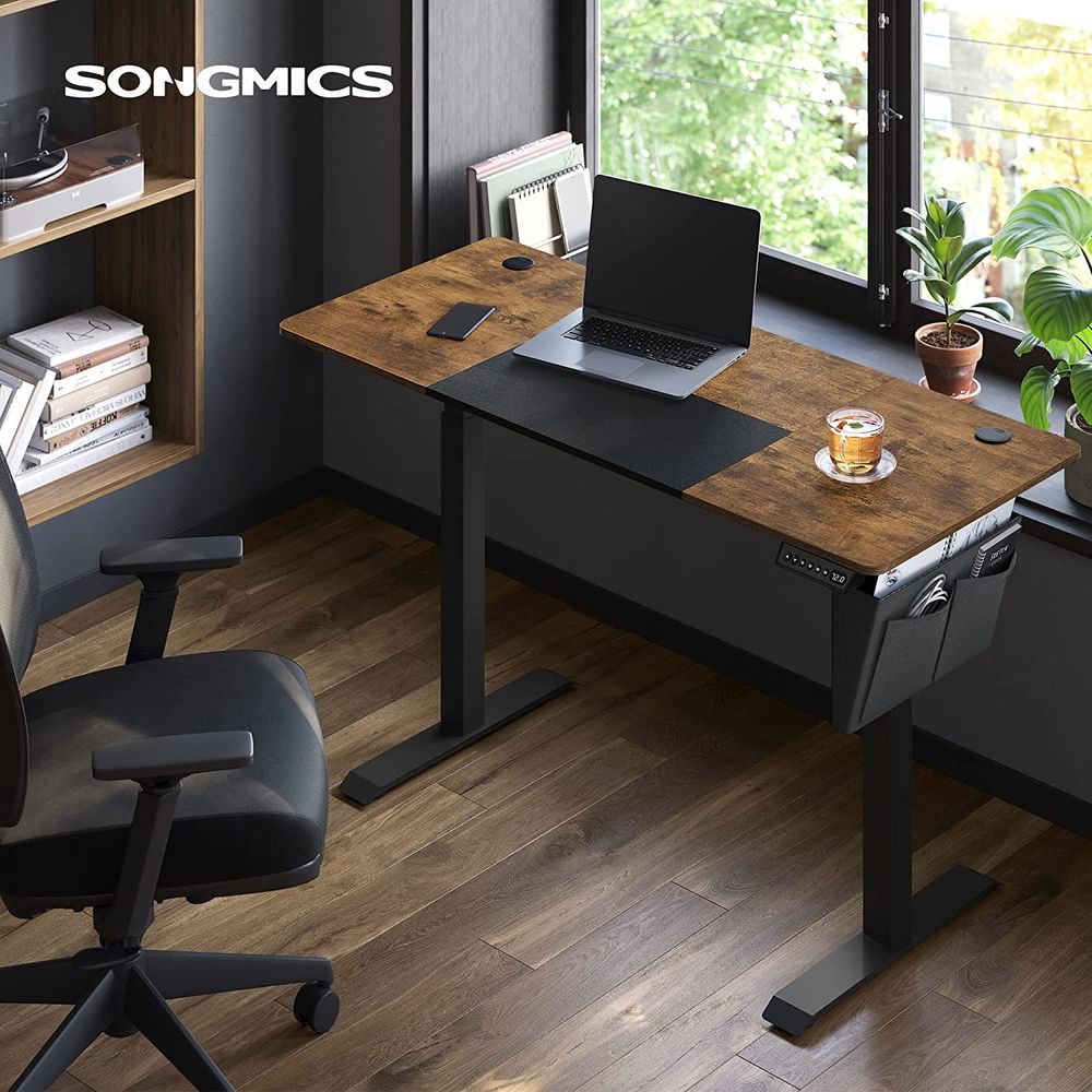 Height Adjustable Electric Standing Desk – Wood – Black – Ergonomic Design