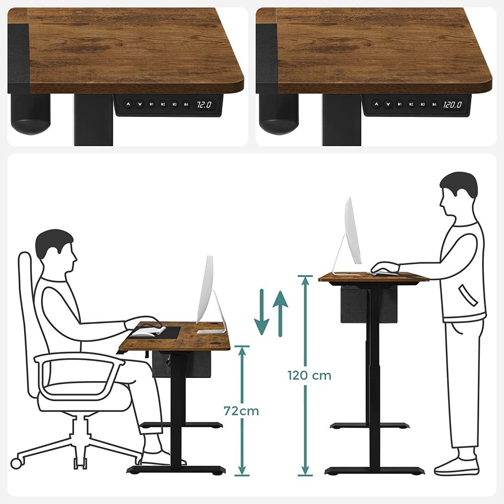 Height Adjustable Electric Standing Desk – Wood – Black – Ergonomic Design