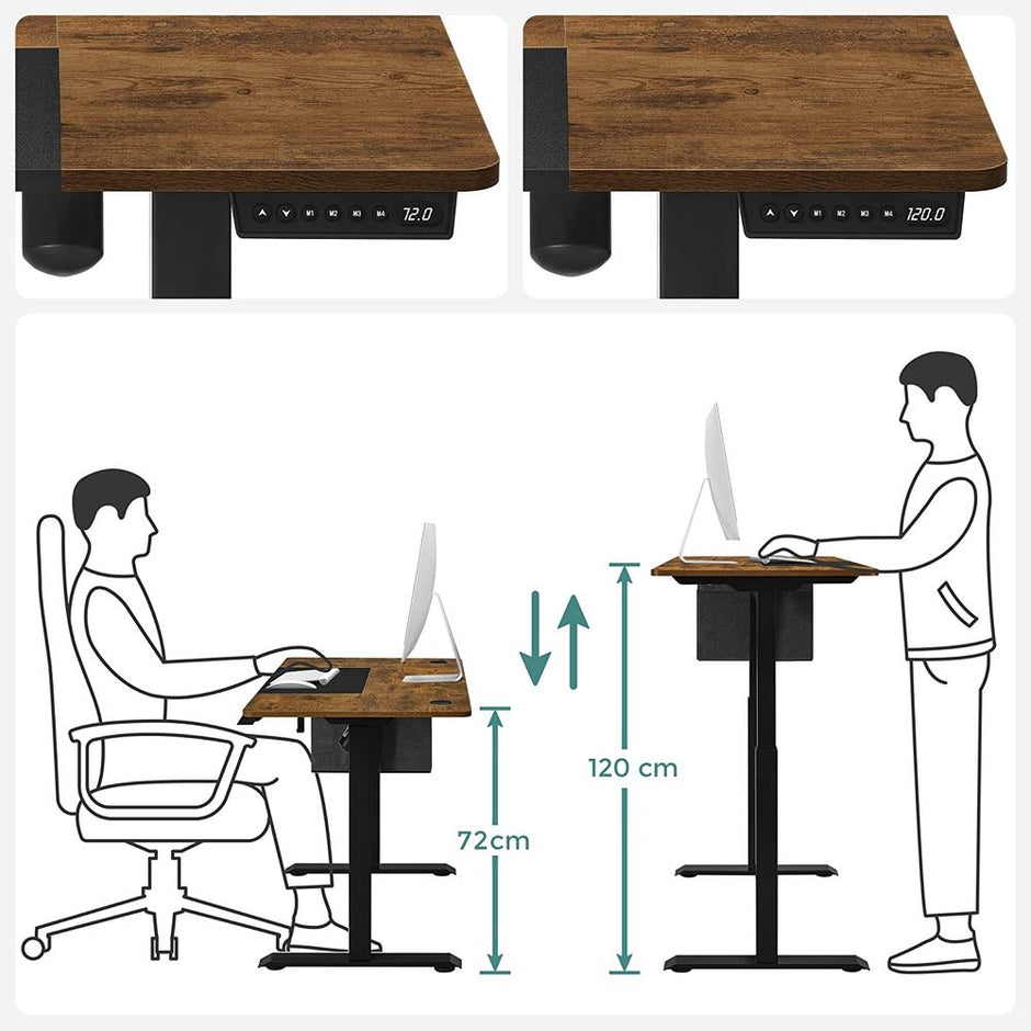 Height Adjustable Electric Standing Desk – Wood – Black – Ergonomic Design