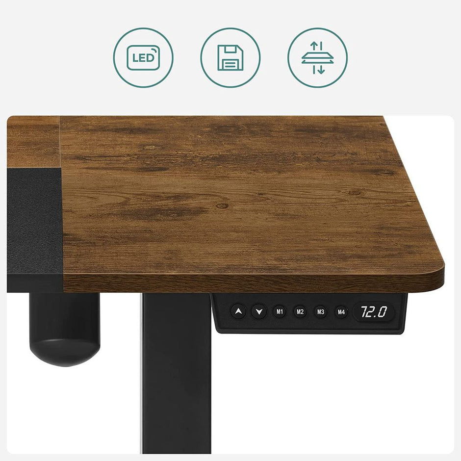 Height Adjustable Electric Standing Desk – Wood – Black – Ergonomic Design