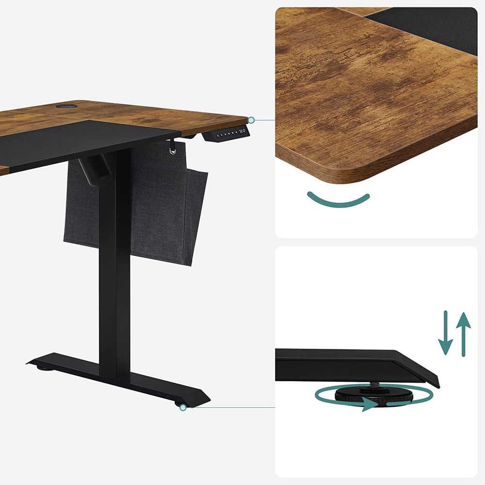 Height Adjustable Electric Standing Desk – Wood – Black – Ergonomic Design