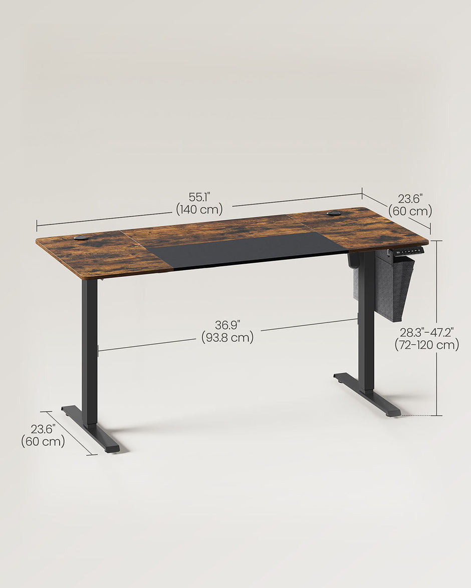 Height Adjustable Electric Standing Desk – Wood – Black – Ergonomic Design