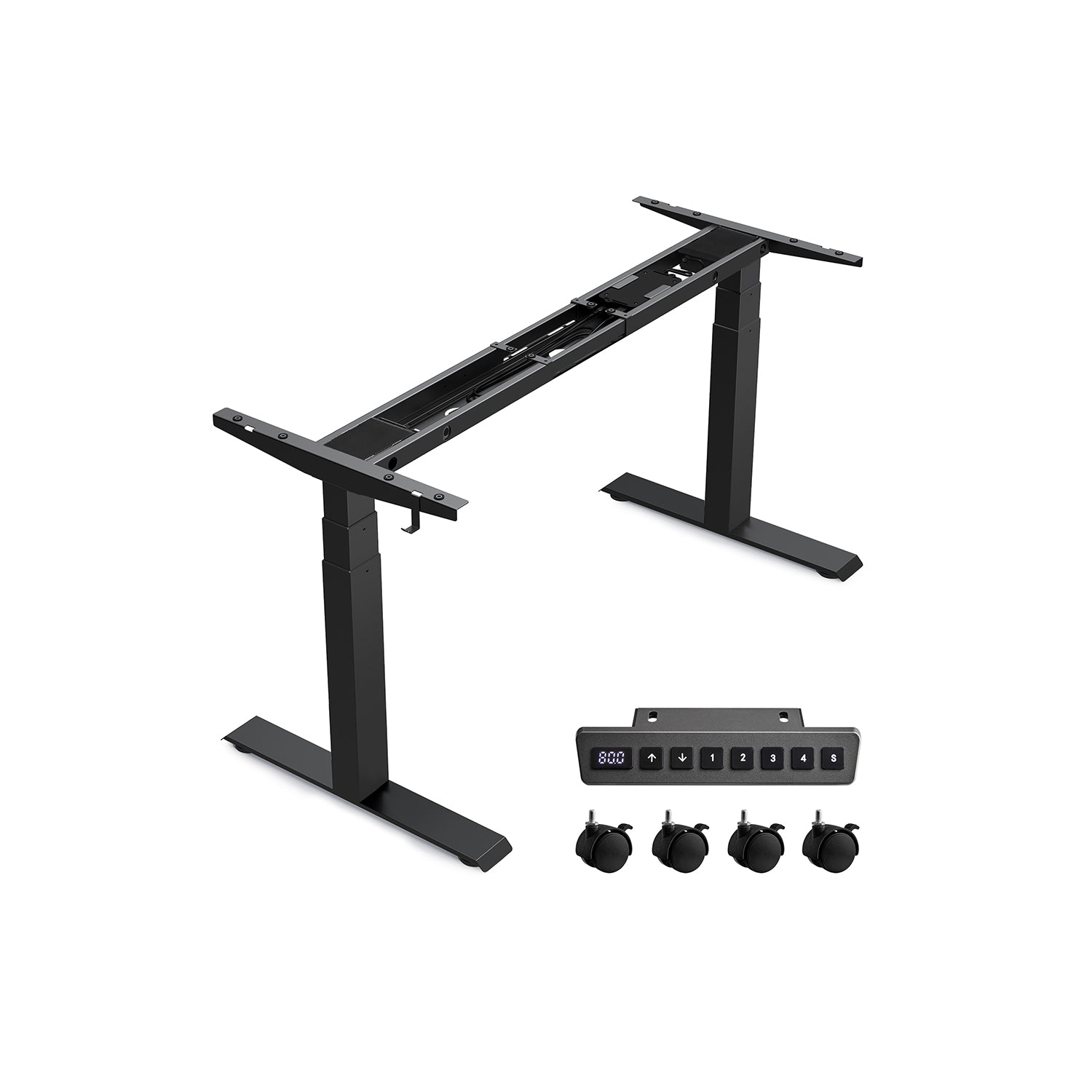 Electric Standing Desk Frame – Metal – Black – Height Adjustable with Double Motor and Memory Function