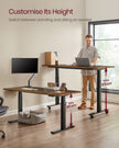 Electric Standing Desk Frame – Metal – Black – Height Adjustable with Double Motor and Memory Function