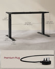 Electric Standing Desk Frame – Metal – Black – Height Adjustable with Double Motor and Memory Function