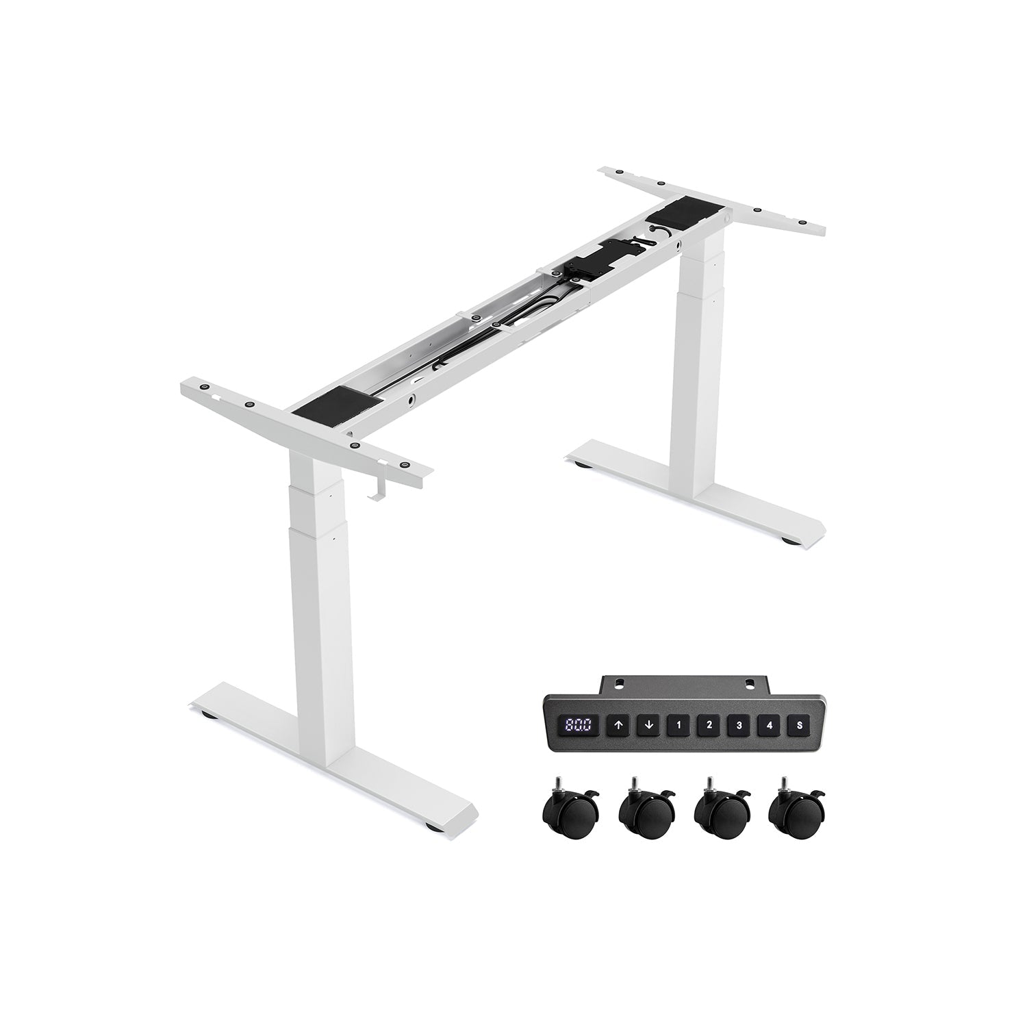 Electric Standing Desk Frame – Metal – Black – Height Adjustable with Double Motor and Memory Function