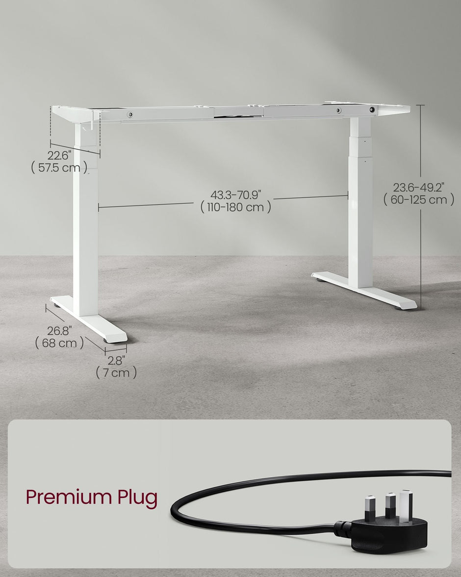 Electric Standing Desk Frame – Metal – Black – Height Adjustable with Double Motor and Memory Function