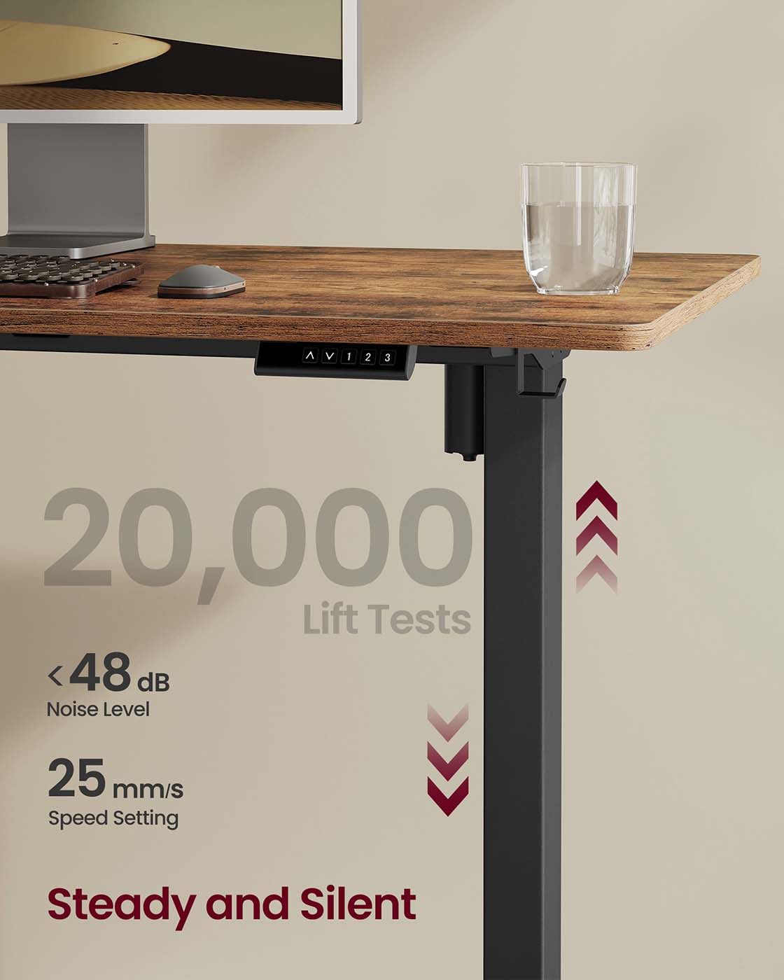 Electric Standing Desk Frame – Metal – Ink Black – Height Adjustable with Memory Function