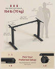 Electric Standing Desk Frame – Metal – Ink Black – Height Adjustable with Memory Function