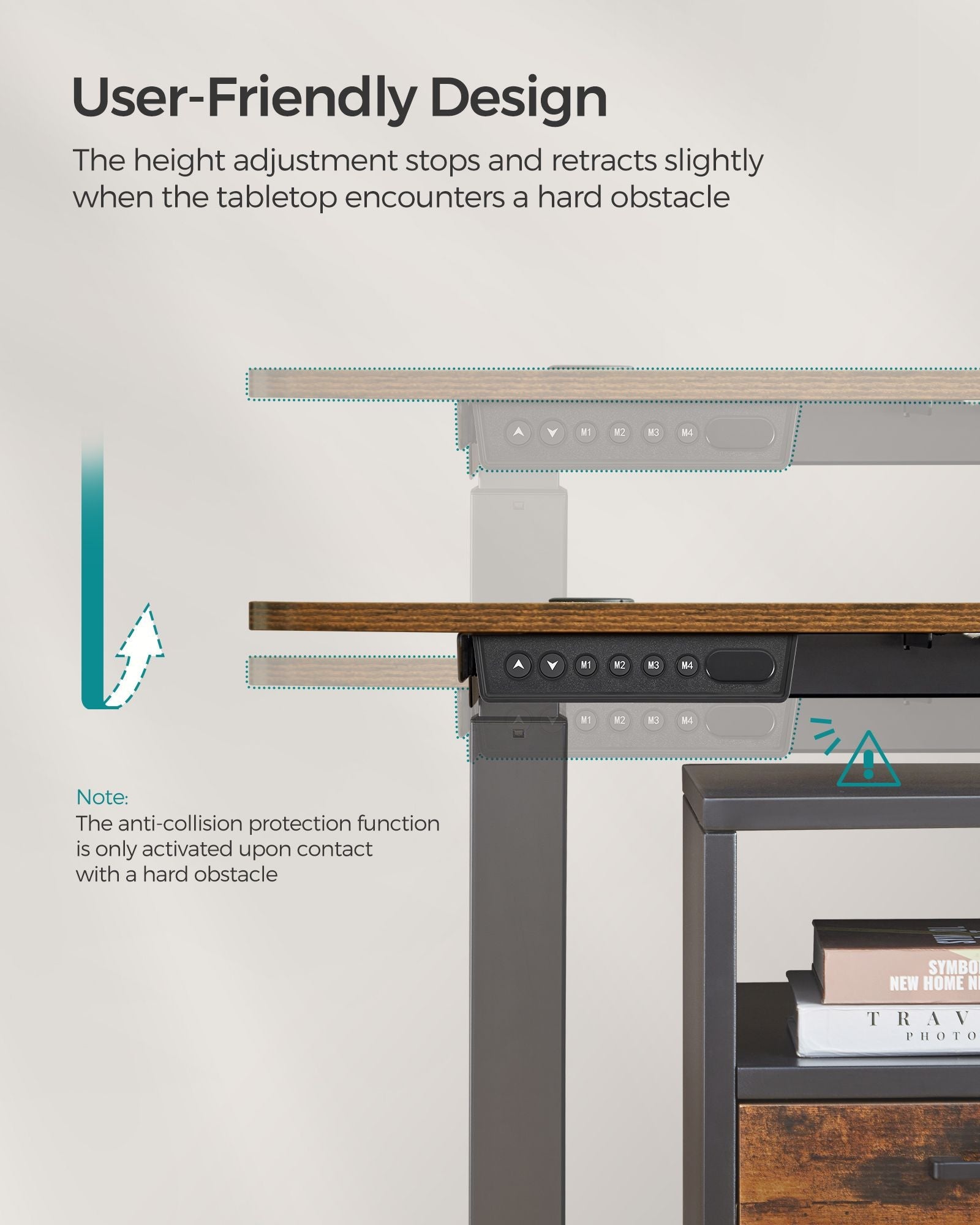 Height Adjustable Desk – Wood – Rustic Brown – Four Memorable Heights