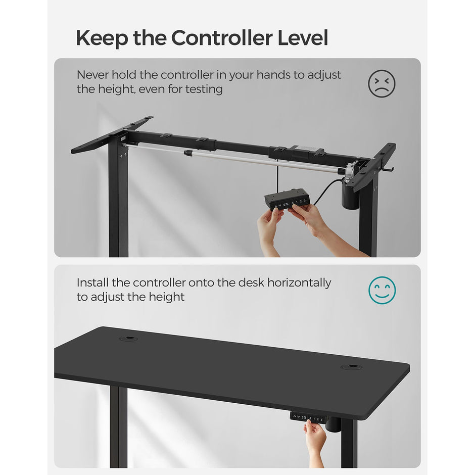Height Adjustable Electric Standing Desk – Wood – Black – Memory Function with Continuous Height Adjustment