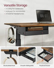 Height Adjustable Electric Standing Desk – MDF and Steel – Rustic Brown and Black – Continuous Adjustment with Memory Function