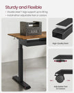 Height Adjustable Electric Standing Desk – MDF and Steel – Rustic Brown and Black – Continuous Adjustment with Memory Function