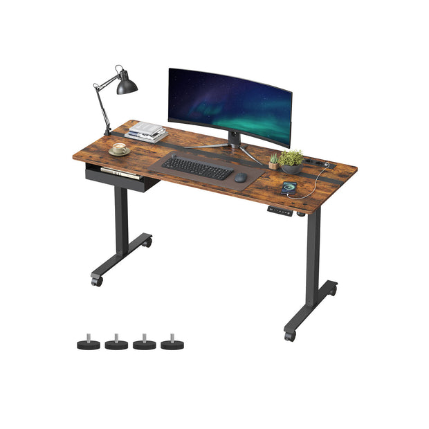 Electric Standing Desk – Particle Board – Rustic Brown and Black – Height Adjustable with Memory Function