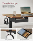 Electric Standing Desk – Particle Board – Rustic Brown and Black – Height Adjustable with Memory Function