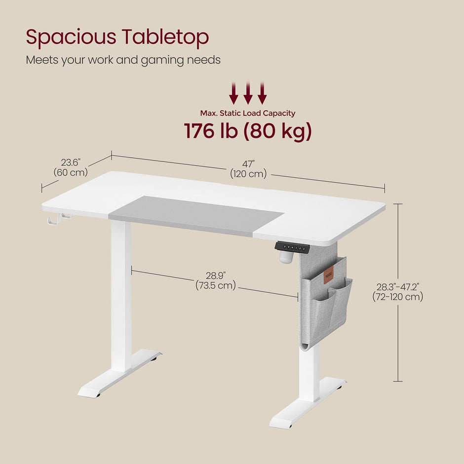 Electric Standing Desk – Metal and Wood – Natural Finish – Height Adjustable with Memory Function and Storage Solutions