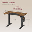 Electric Standing Desk – Metal and Wood – Natural Finish – Height Adjustable with Memory Function and Storage Solutions