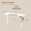 Height Adjustable Electric Standing Desk – Particle Board – Matte White and Dove Grey – Memory Function with 3 Heights, Storage Pocket and Hooks