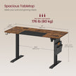 Height Adjustable Electric Standing Desk – MDF – Rustic Brown and Ink Black – Memory Function with 3 Heights, Storage Pocket and Hooks