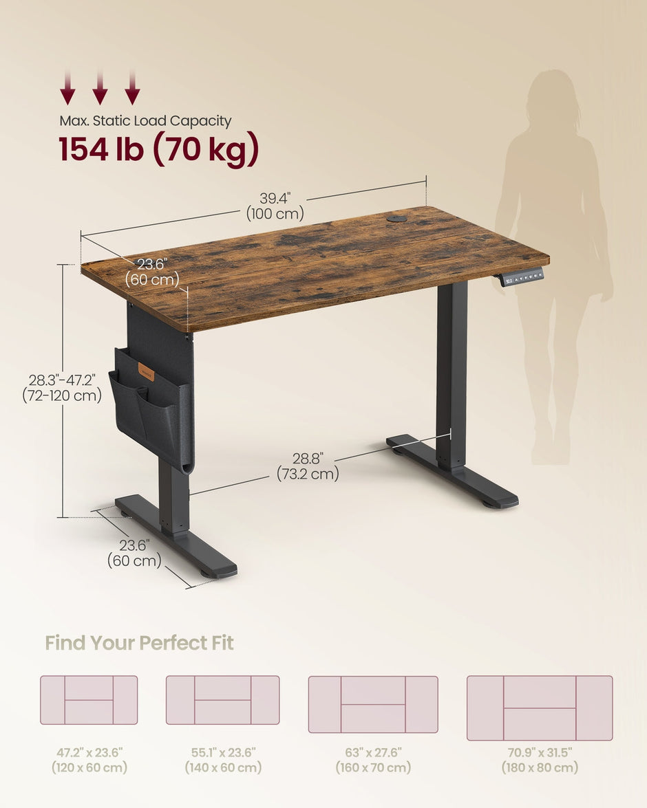 Height Adjustable Desk – Engineered Wood – Cloud White – Electric with 4 Memory Heights and Storage Pocket