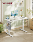 Height Adjustable Desk – Engineered Wood – Cloud White – Electric with 4 Memory Heights and Storage Pocket