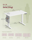 Height Adjustable Desk – Engineered Wood – Cloud White – Electric with 4 Memory Heights and Storage Pocket