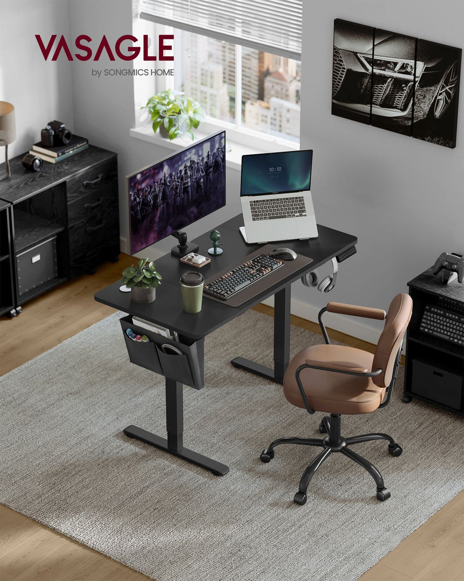 Height Adjustable Desk – Particleboard – Cloud White – Electric with 4 Memory Heights and Storage Pocket