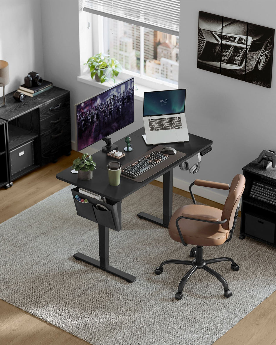 Height Adjustable Desk – Particleboard – Cloud White – Electric with 4 Memory Heights and Storage Pocket