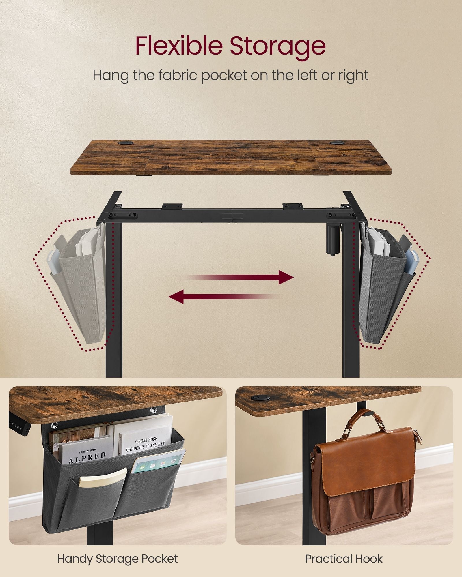Height Adjustable Desk – Particleboard – Cloud White – Electric with 4 Memory Heights and Storage Pocket