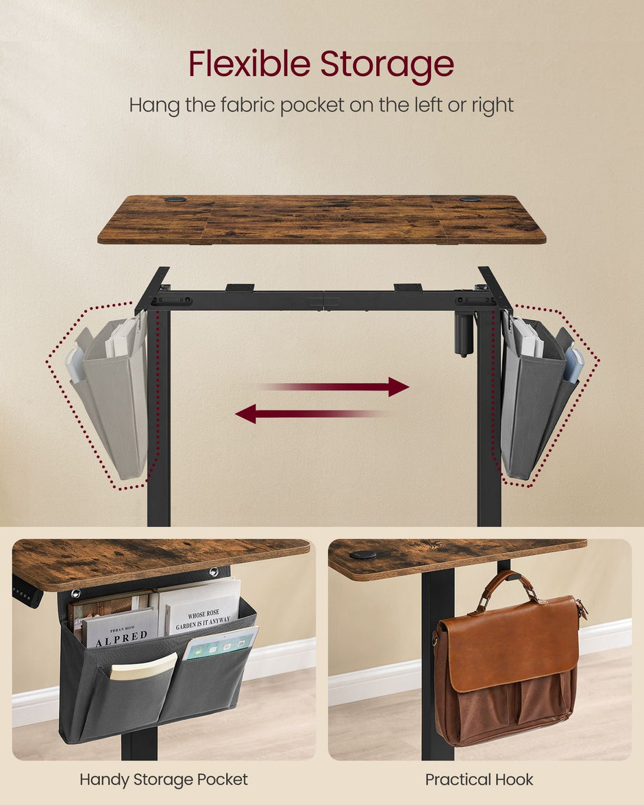 Height Adjustable Desk – Particleboard – Cloud White – Electric with 4 Memory Heights and Storage Pocket
