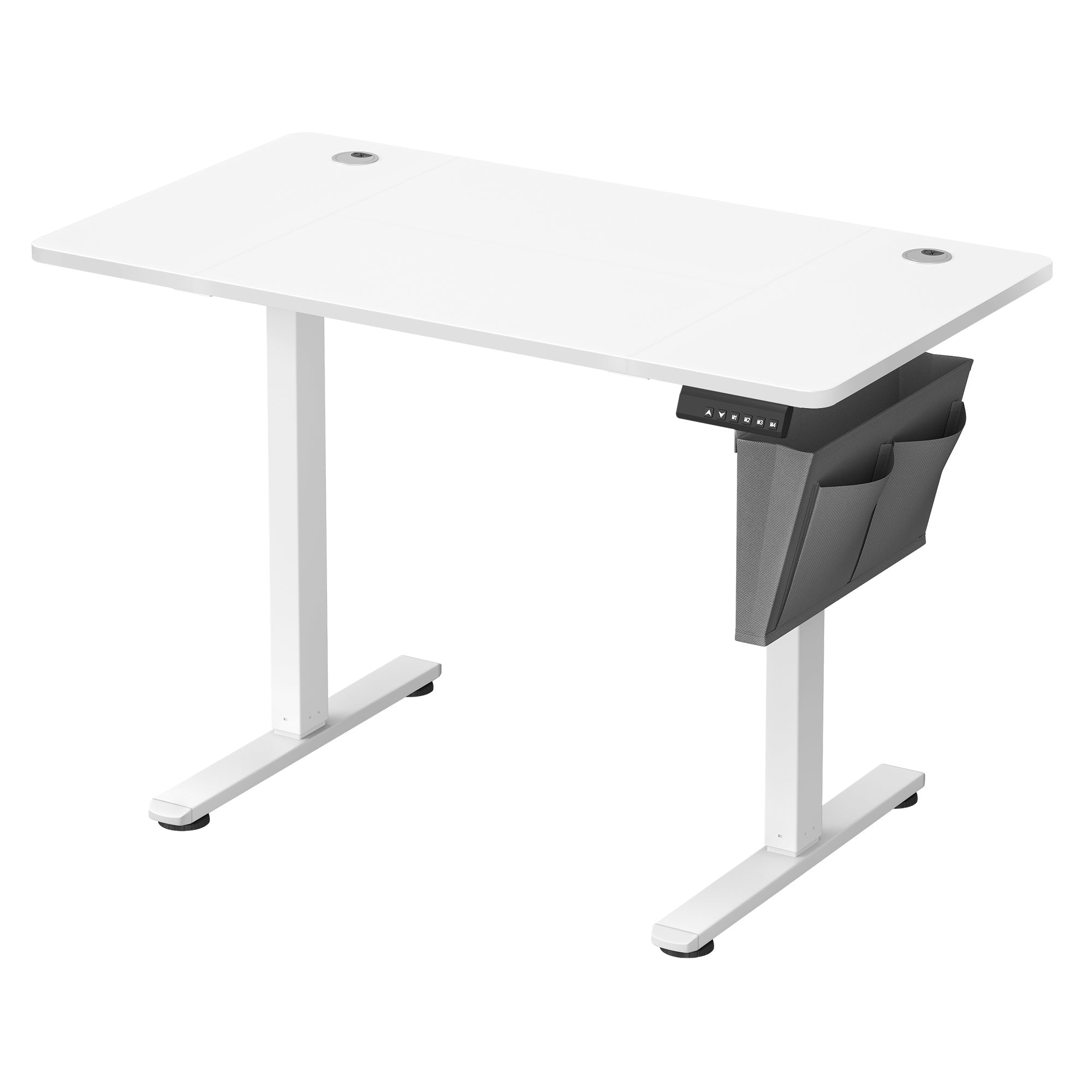Height Adjustable Desk – Particleboard – Cloud White – Electric with 4 Memory Heights and Storage Pocket