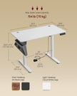 Height Adjustable Desk – Particleboard – Cloud White – Electric with 4 Memory Heights and Storage Pocket