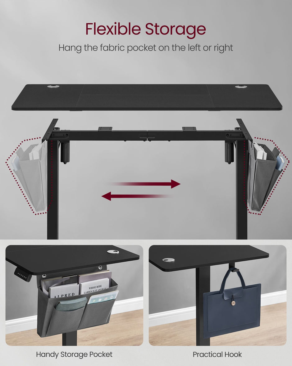 Height Adjustable Desk – Electric – Cloud White – 4 Memory Height Settings, Storage Pocket