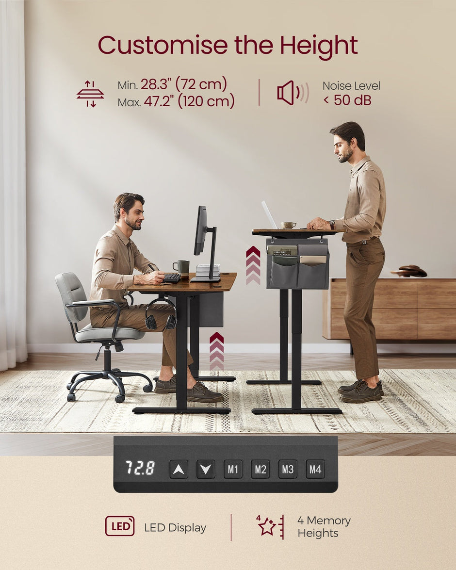 Height Adjustable Desk – Electric – Cloud White – 4 Memory Height Settings, Storage Pocket
