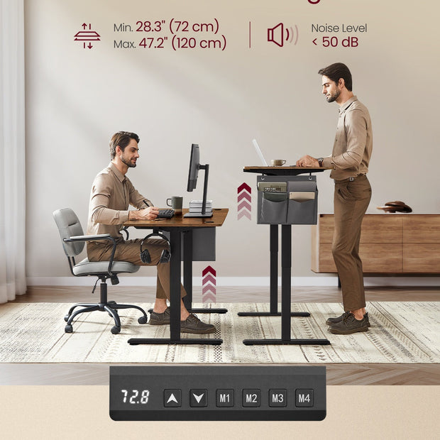 Height Adjustable Desk – Electric – Cloud White – 4 Memory Height Settings, Storage Pocket