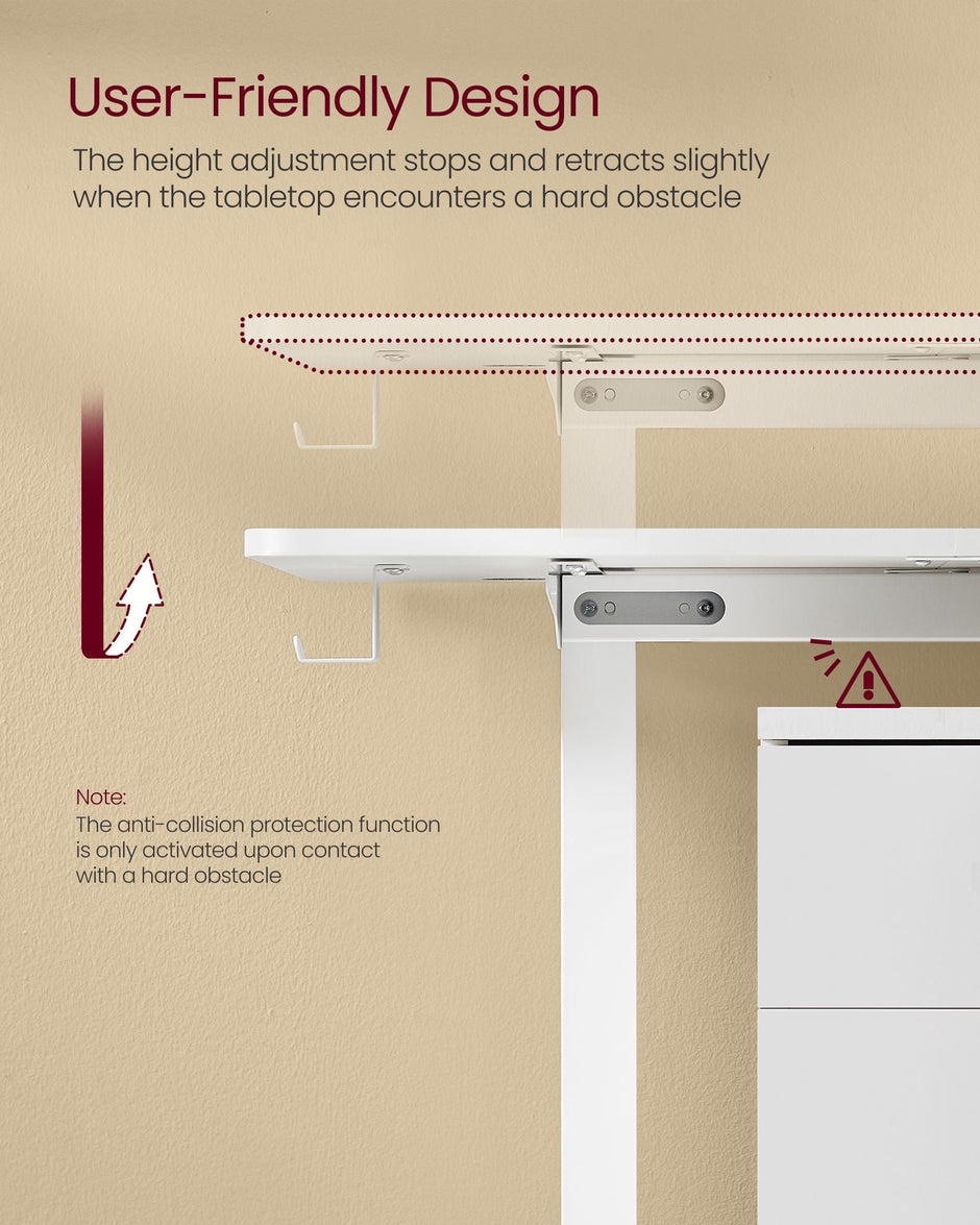 Height Adjustable Desk – Electric – Cloud White – 4 Memory Height Settings, Storage Pocket