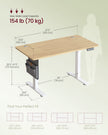 Electric Standing Desk – Metal and Wood – Cloud White – Height Adjustable with 4 Memory Heights and Storage Pocket